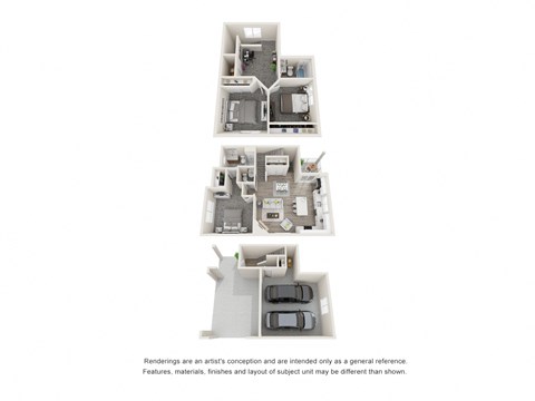 Floor plan for 3 beds, 2.5 baths, 1987 sqft